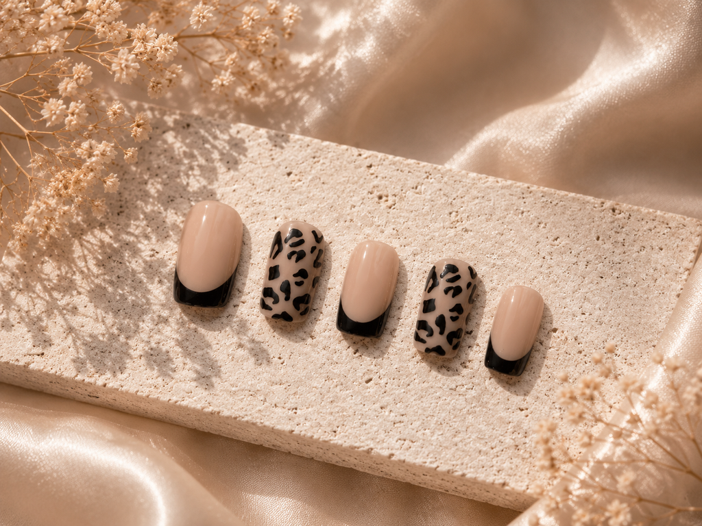 Leopard Chic French – Short Square Press-On Nails