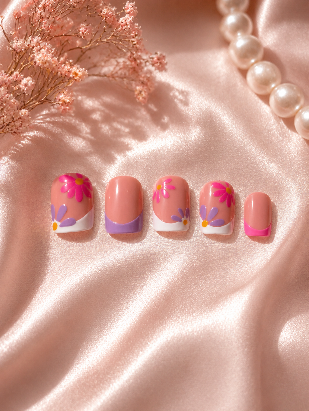 Pink Garden French Press-On Nail Set