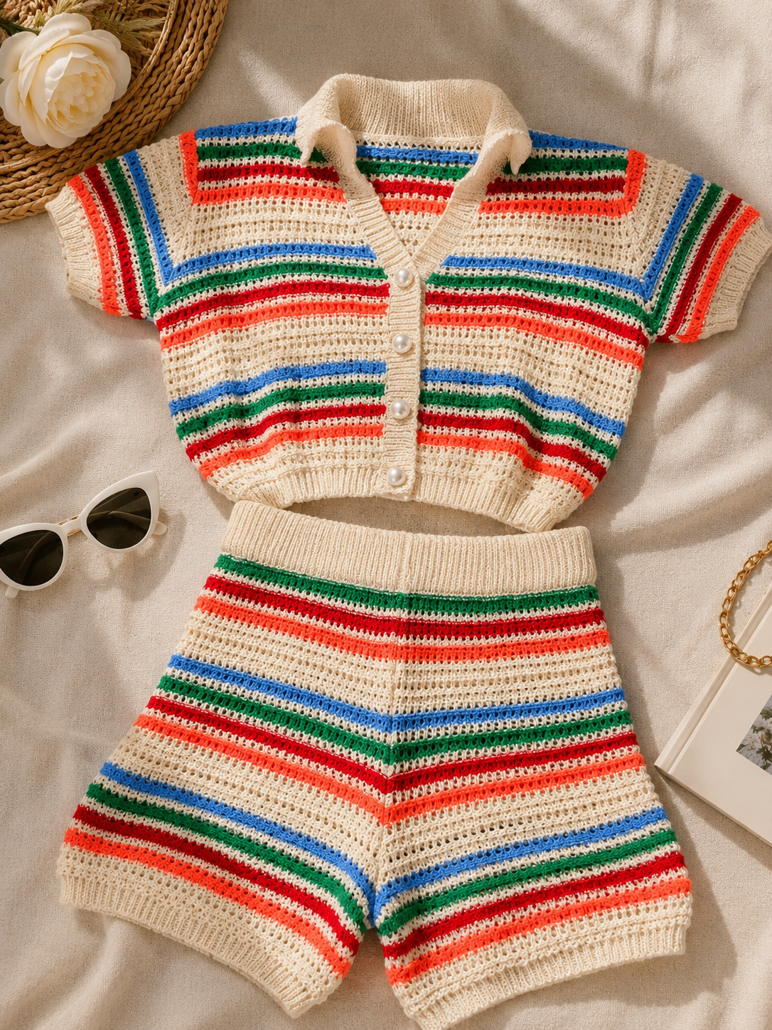 Coastal Crochet Stripe Set