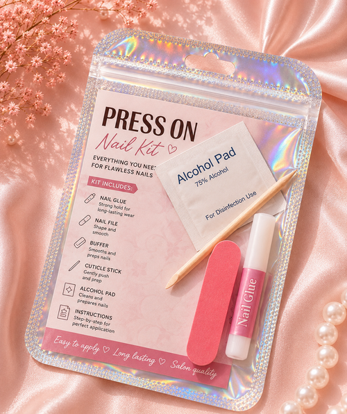 Aloha Blush French – Short Square Press-On Nails
